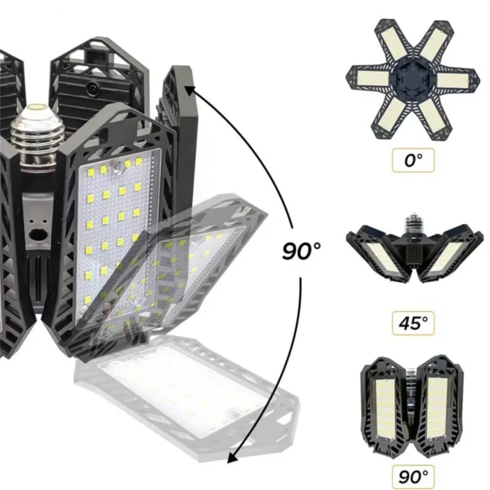 12000LM 6500K LED Garage Lights Ceiling Light with 6 Adjustable Panels Ultra Bright Deformable LED Shop Light for Garage Basement Workshop 185W, 2 Pack - Image 5