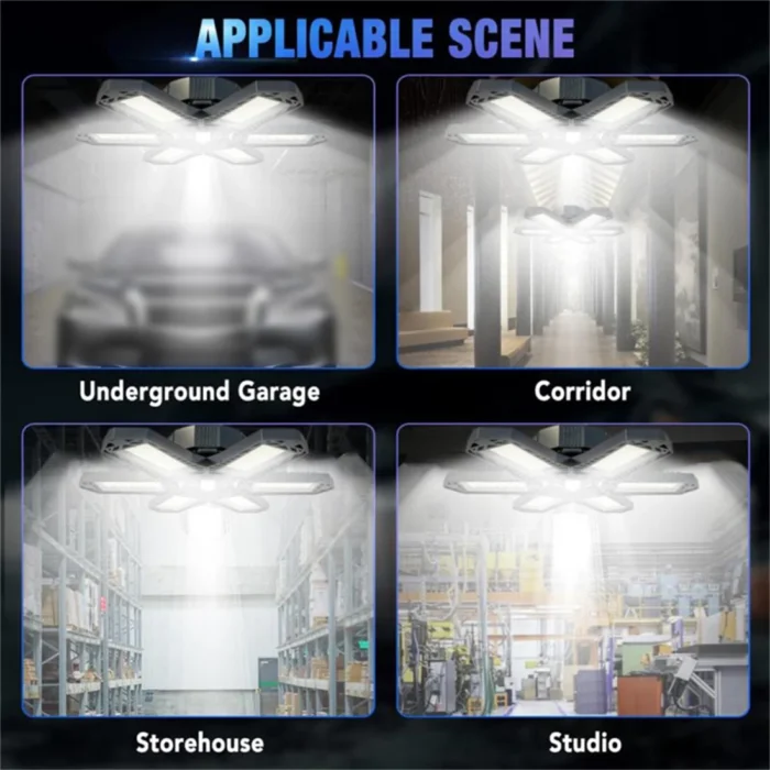 12000LM 6500K LED Garage Lights Ceiling Light with 6 Adjustable Panels Ultra Bright Deformable LED Shop Light for Garage Basement Workshop 185W, 2 Pack - Image 3