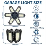 12000LM 6500K LED Garage Lights Ceiling Light with 6 Adjustable Panels Ultra Bright Deformable LED Shop Light for Garage Basement Workshop 185W, 2 Pack - Image 7
