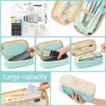 CICIMELON Big Capacity Pencil Pen Case Large Storage Pencil Bag Pouch Organizer (Cyan) - Image 4