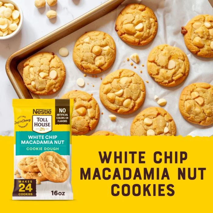 Nestle Toll House White Chip Macadamia Nut Ready to Bake Cookie Dough, Makes 24 Cookies, 16 oz - Image 4