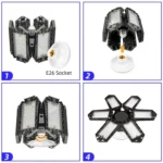 12000LM 6500K LED Garage Lights Ceiling Light with 6 Adjustable Panels Ultra Bright Deformable LED Shop Light for Garage Basement Workshop 185W, 2 Pack - Image 6