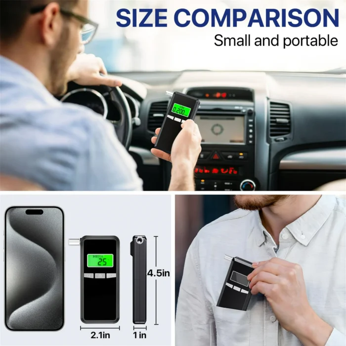 Breathalyzer, Upgrade Professional-Grade Accuracy Alcohol Tester with Digital Blue LCD Display for Home or Party Use with 5 Mouthpieces - Image 3
