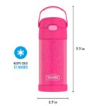 THERMOS FUNTAINER 12 Ounce Stainless Steel Vacuum Insulated Kids Straw Bottle, Pink Glitter - Image 5