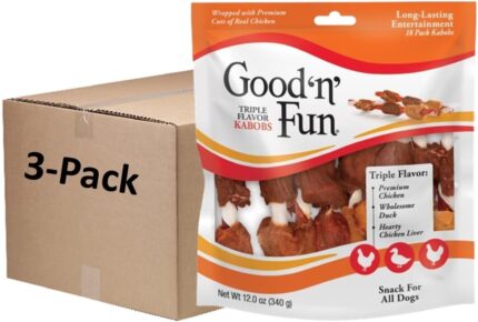 Good'n'Fun Triple Flavored Rawhide Kabobs for Dogs