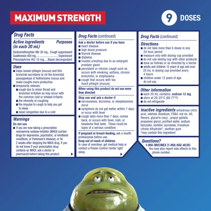 Mucinex Fast-Max Severe Congestion & Cough Medicine, OTC Sinus/Nasal Decongestant, Expectorant, 6 fl oz - Image 3