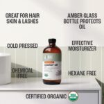 J MAC BOTANICALS, Organic Castor Oil Cold Pressed (Glass Bottle, 16 oz) pure unrefined, hexane free for face, skin, eyelashes, pack wraps, pads - Image 5