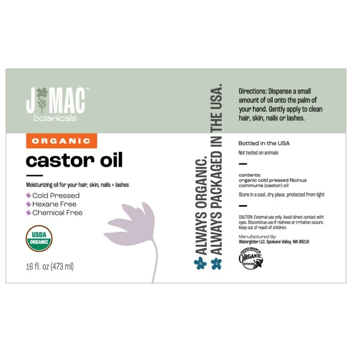J MAC BOTANICALS, Organic Castor Oil Cold Pressed (Glass Bottle, 16 oz) pure unrefined, hexane free for face, skin, eyelashes, pack wraps, pads - Image 9
