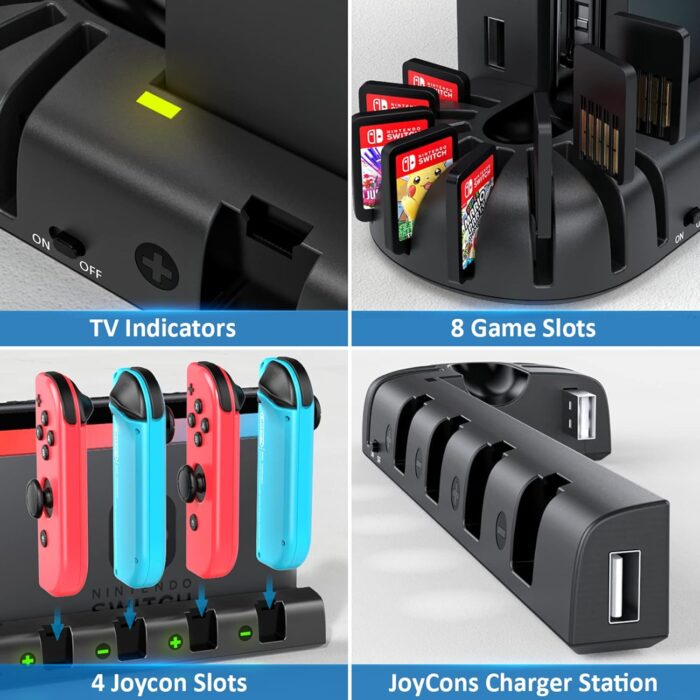 Switch Joycon Charging Dock Station Compatible with Nintendo Switch Accessories & OLED Model Joycons - Image 5