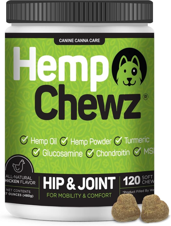Dogs | Hip and Joint Supplement for Dog Joint Pain Relief Infused with Organic Hemp Oil, Glucosamine, Chondroitin, Turmeric, MSM to Enhance Mobility, Flexibility & Comfort - Image 1