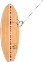 Tiki Toss Ring Toss Game – 13 Inch Surfboard - Hook and Ring Game with String and Hooks for Outdoor/Indoor Use, Man Cave Decor - Multi Color Surfboard Edition