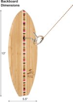Tiki Toss Ring Toss Game – 13 Inch Surfboard - Hook and Ring Game with String and Hooks for Outdoor/Indoor Use, Man Cave Decor - Multi Color Surfboard Edition - Image 3