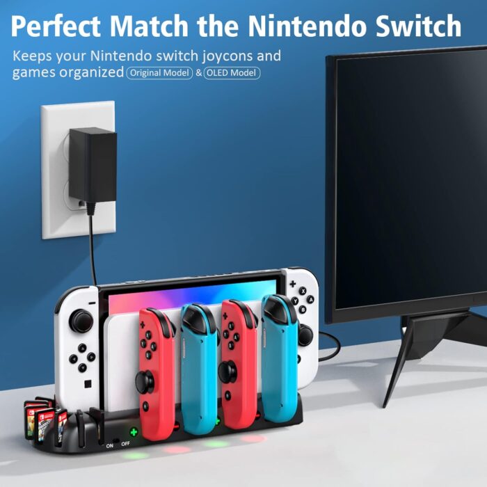 Switch Joycon Charging Dock Station Compatible with Nintendo Switch Accessories & OLED Model Joycons - Image 6