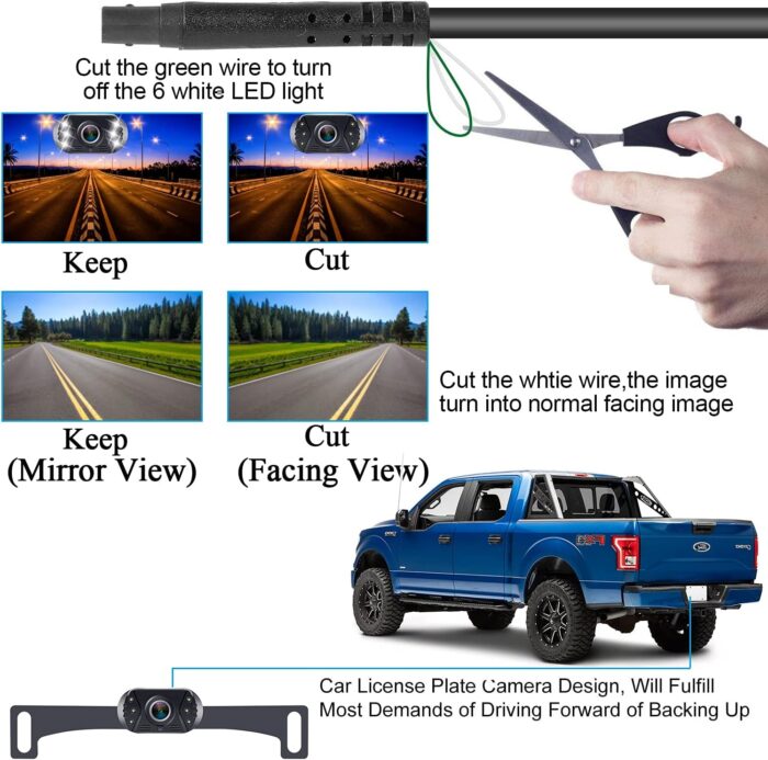 Backup Camera Easy Setup Plug-Play: HD 1080P No-Delay Waterproof - Clear Night Vision Rear View Camera with Monitor for Car Truck SUV - LK3 - Image 7