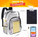 Clear Backpack Heavy Duty Clear Bookbag Transparent Backpacks for School Work Concert College (Black) - Image 2
