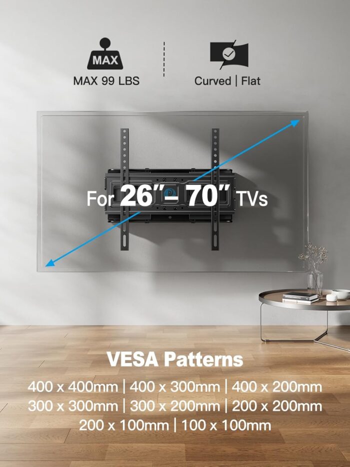 Pipishell TV Wall Mount for 26-70 inch LED LCD OLED 4K TVs up to 99lbs - Image 2