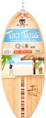 Tiki Toss Ring Toss Game – 13 Inch Surfboard - Hook and Ring Game with String and Hooks for Outdoor/Indoor Use, Man Cave Decor - Multi Color Surfboard Edition - Image 4