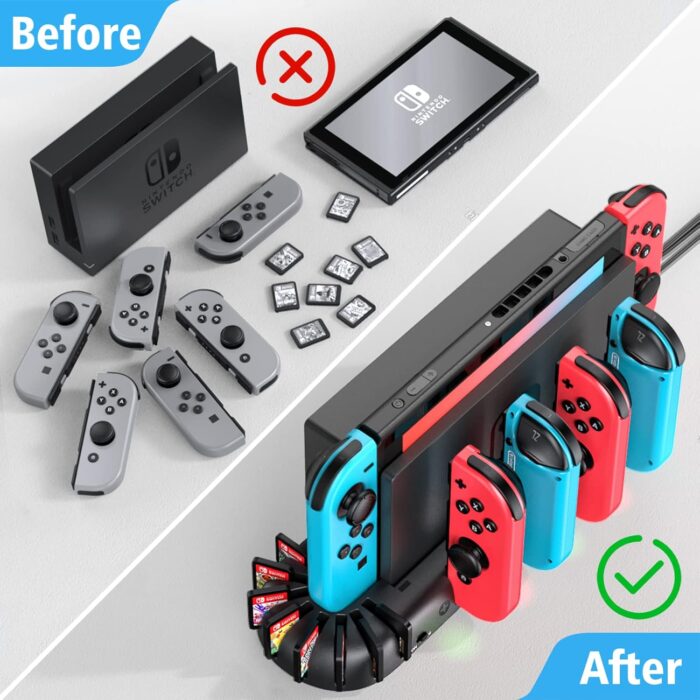 Switch Joycon Charging Dock Station Compatible with Nintendo Switch Accessories & OLED Model Joycons - Image 4