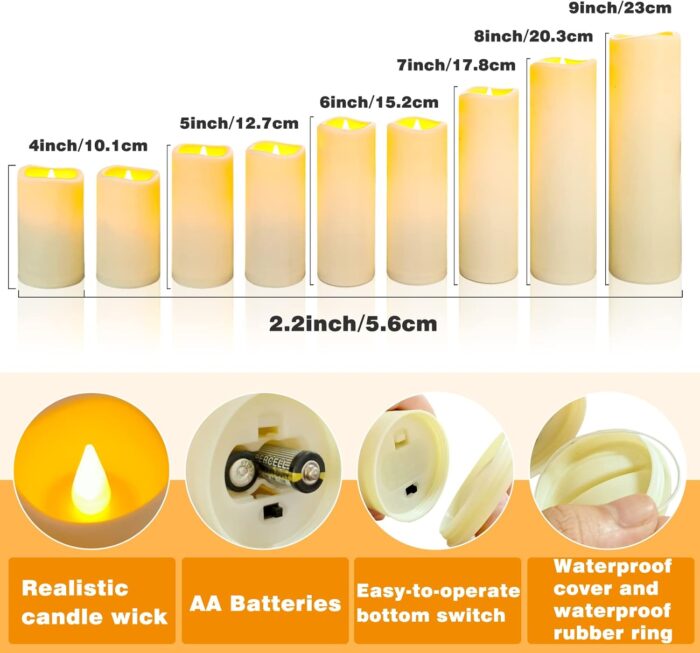 YIWER Waterproof Flameless Candles - Image 5