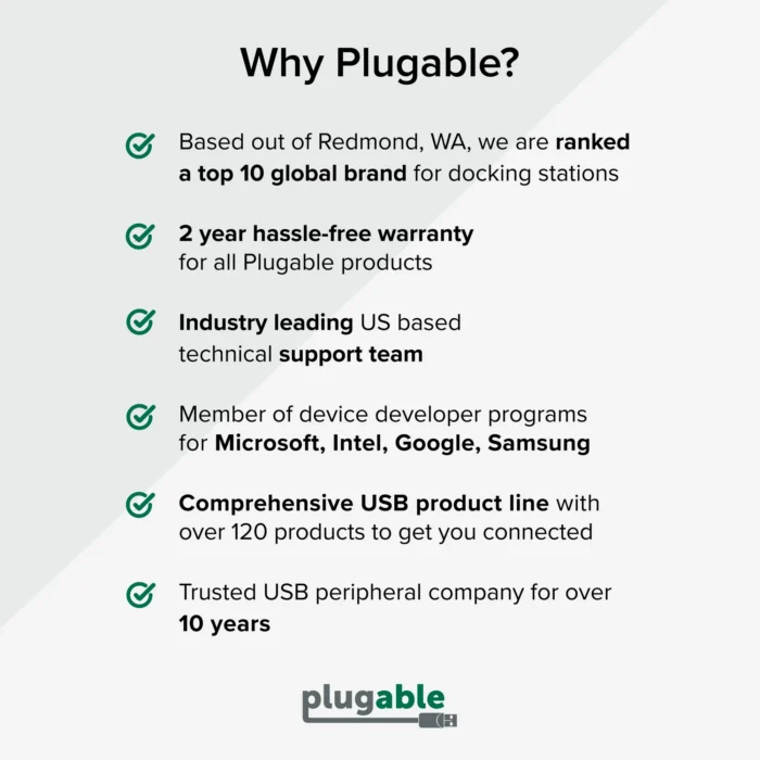 Plugable USB 3.0 Universal Laptop Docking Station Dual Monitor for Windows and Mac - Image 6