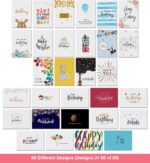 Dessie 60 Unique Birthday Cards Assortment 5x7 with Generic Birthday Greetings Inside. Suitable For Men, Women and Kids. Send As Is Or Personalize. Includes Envelopes and Gold Stickers - Image 3