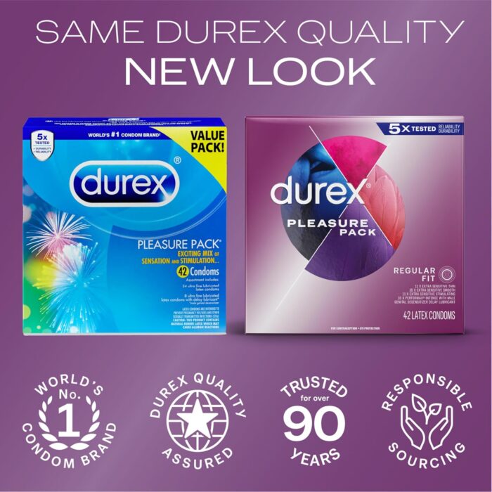 Condoms, Durex RED Extra Sensitive, Ultra Fine, Extra Lubricated Natural Rubber Latex Condoms for Men, 42 Count, FSA & HSA Eligible - Image 2