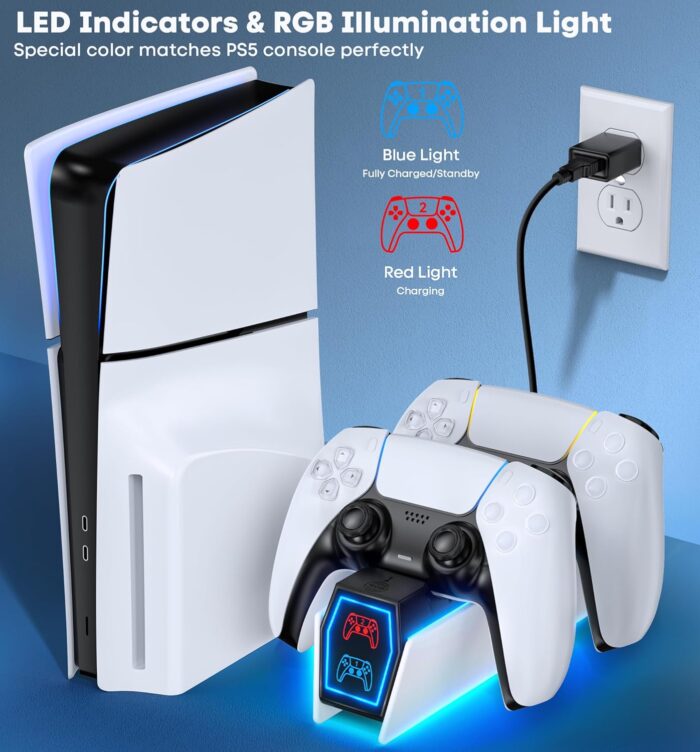 OIVO PS5 Controller Charger PS5 Accessories Kits with Fast Charging AC Adapter - Image 3