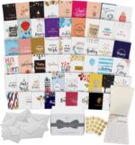 Dessie 60 Unique Birthday Cards Assortment 5x7 with Generic Birthday Greetings Inside. Suitable For Men, Women and Kids. Send As Is Or Personalize. Includes Envelopes and Gold Stickers