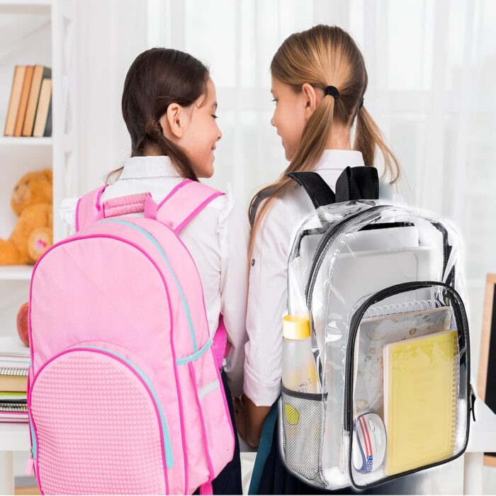 Clear Backpack Heavy Duty Clear Bookbag Transparent Backpacks for School Work Concert College (Black) - Image 3