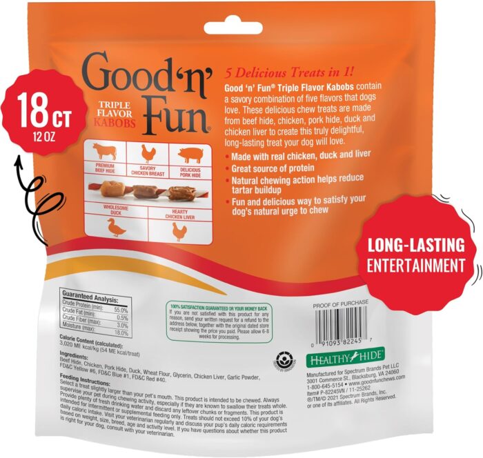 Good'n'Fun Triple Flavored Rawhide Kabobs for Dogs - Image 3