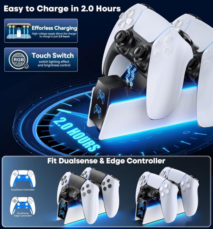 OIVO PS5 Controller Charger PS5 Accessories Kits with Fast Charging AC Adapter - Image 2