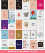 Dessie 60 Unique Birthday Cards Assortment 5x7 with Generic Birthday Greetings Inside. Suitable For Men, Women and Kids. Send As Is Or Personalize. Includes Envelopes and Gold Stickers - Image 2