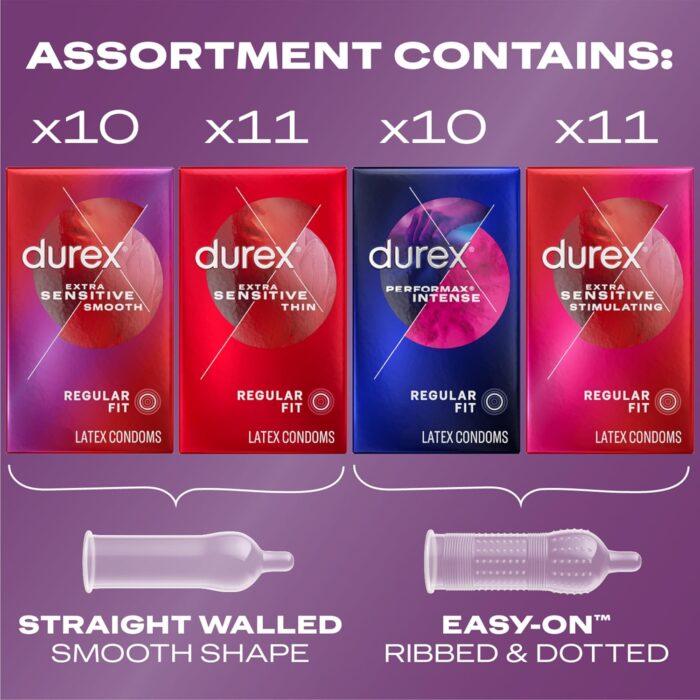 Condoms, Durex RED Extra Sensitive, Ultra Fine, Extra Lubricated Natural Rubber Latex Condoms for Men, 42 Count, FSA & HSA Eligible - Image 3