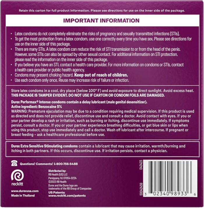 Condoms, Durex RED Extra Sensitive, Ultra Fine, Extra Lubricated Natural Rubber Latex Condoms for Men, 42 Count, FSA & HSA Eligible - Image 11
