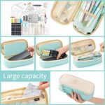 EASTHILL Big Capacity Pencil Pen Case Office College School Large Storage High Capacity Bag Pouch Holder Box Organizer Blue (Cyan) - Image 3