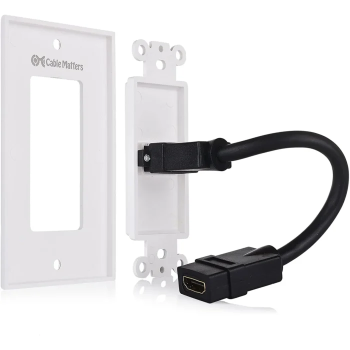 Cable Matters 2-Pack 1-Port HDMI Wall Plate in White (4K UHD, ARC, and Ethernet pass-thru support) - Image 4