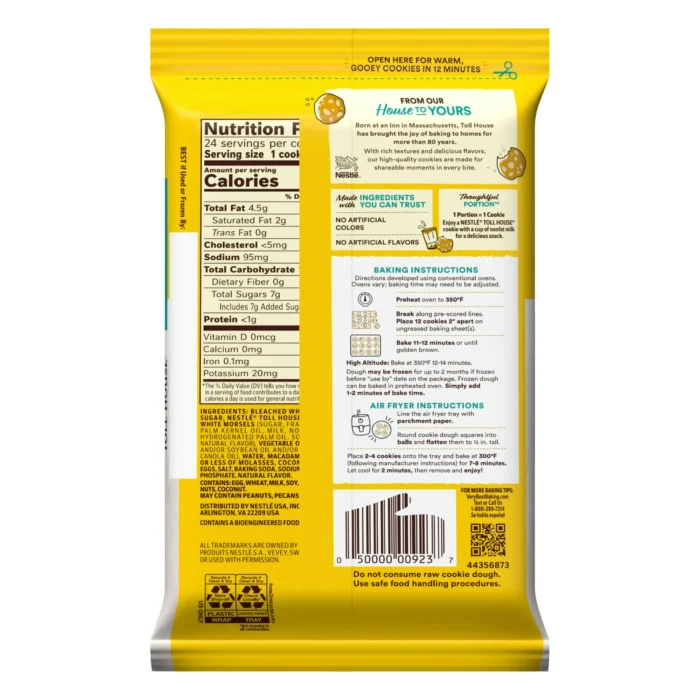 Nestle Toll House White Chip Macadamia Nut Ready to Bake Cookie Dough, Makes 24 Cookies, 16 oz - Image 7