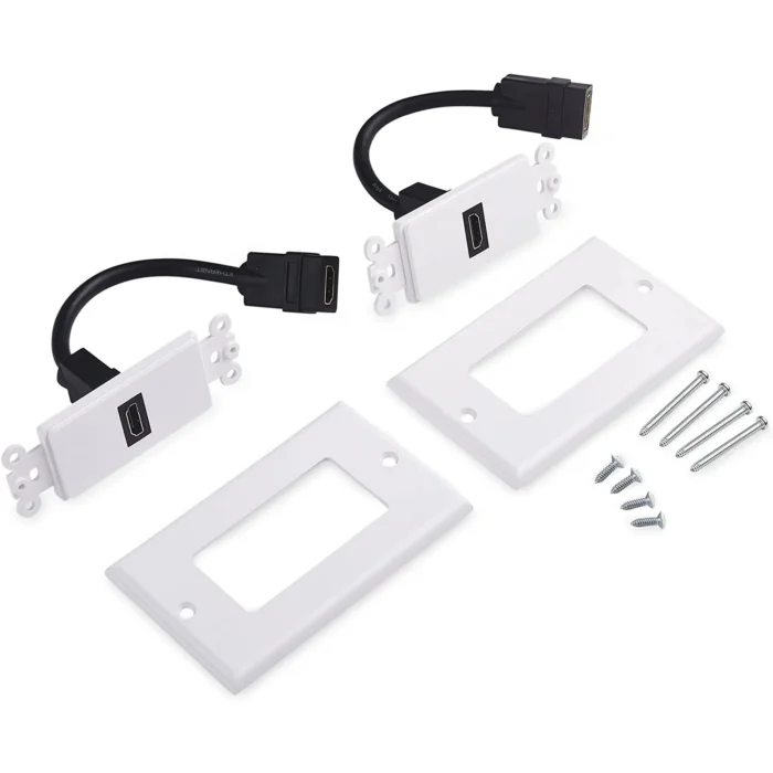 Cable Matters 2-Pack 1-Port HDMI Wall Plate in White (4K UHD, ARC, and Ethernet pass-thru support) - Image 5