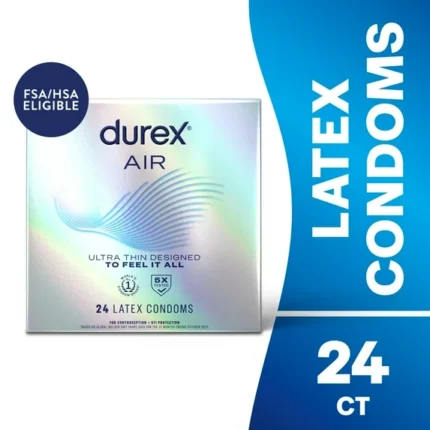 Durex Air Ultra Thin Condoms For Men, Rubber Latex Condoms with Silicone Lube, FSA/HSA, 24 ct