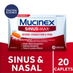 Mucinex Sinus-Max Severe Congestion & Pain Medicine, OTC Headache Relief, Nasal Decongestant, 20 Caplets - Image 2
