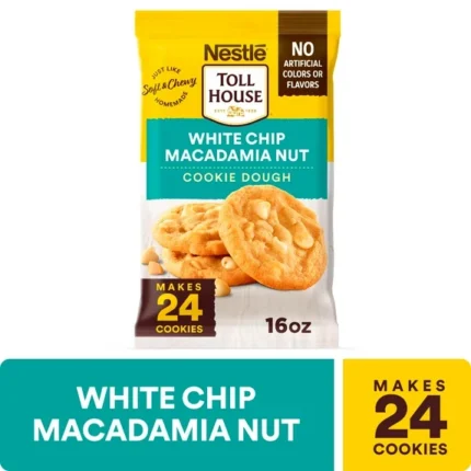 Nestle Toll House White Chip Macadamia Nut Ready to Bake Cookie Dough, Makes 24 Cookies, 16 oz