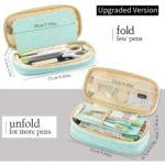 CICIMELON Big Capacity Pencil Pen Case Large Storage Pencil Bag Pouch Organizer (Cyan) - Image 3