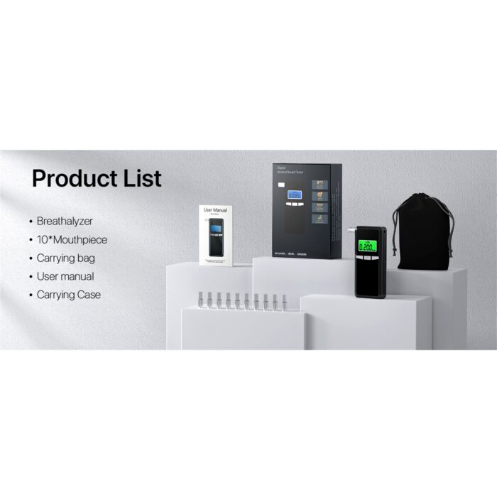 Breathalyzer, Upgrade Professional-Grade Accuracy Alcohol Tester with Digital Blue LCD Display for Home or Party Use with 5 Mouthpieces - Image 10