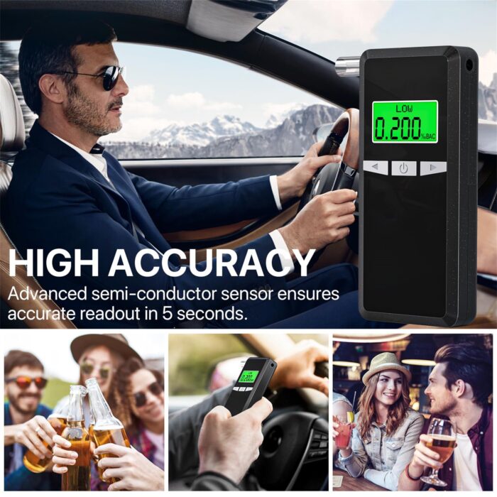 Breathalyzer, Upgrade Professional-Grade Accuracy Alcohol Tester with Digital Blue LCD Display for Home or Party Use with 5 Mouthpieces - Image 6