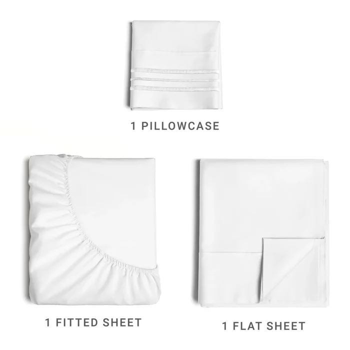 CGK Linens 3-Piece Ultra Soft & Comfy Hotel Luxury Sheet Set - Twin XL Size Cooling Bed Sheet Fits 8"-16" Mattresses, White - Image 2