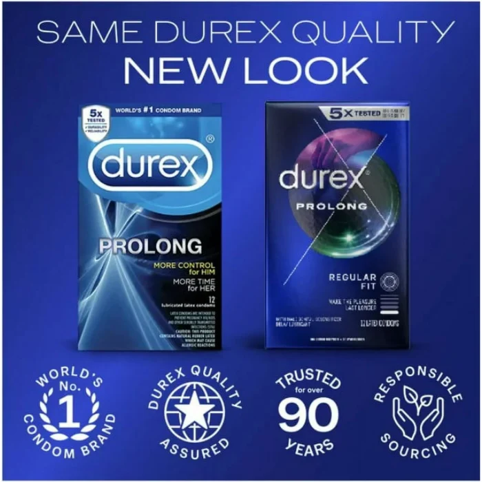 3 Pack Durex Prolong Ultra Fine Ribbed and Dotted Latex Condoms, 12 Each - Image 5