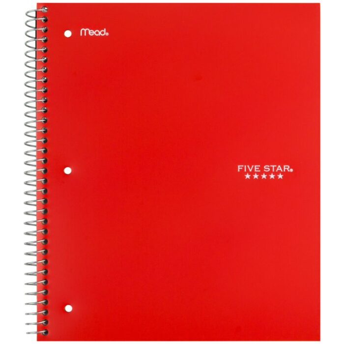 Five Star Spiral Notebook + Study App, 5 Subject, Wide Ruled, 8" x 10.5", Fire Red - Image 7