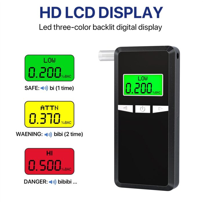 Breathalyzer, Upgrade Professional-Grade Accuracy Alcohol Tester with Digital Blue LCD Display for Home or Party Use with 5 Mouthpieces - Image 5